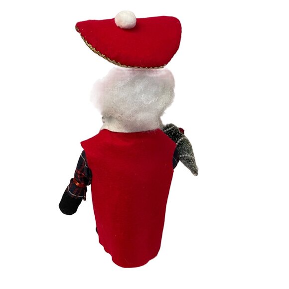 Santa Clause With Red Jacket Faux Glasses Carrying a Tree Wood Body Shoes On Pla - Picture 5 of 13